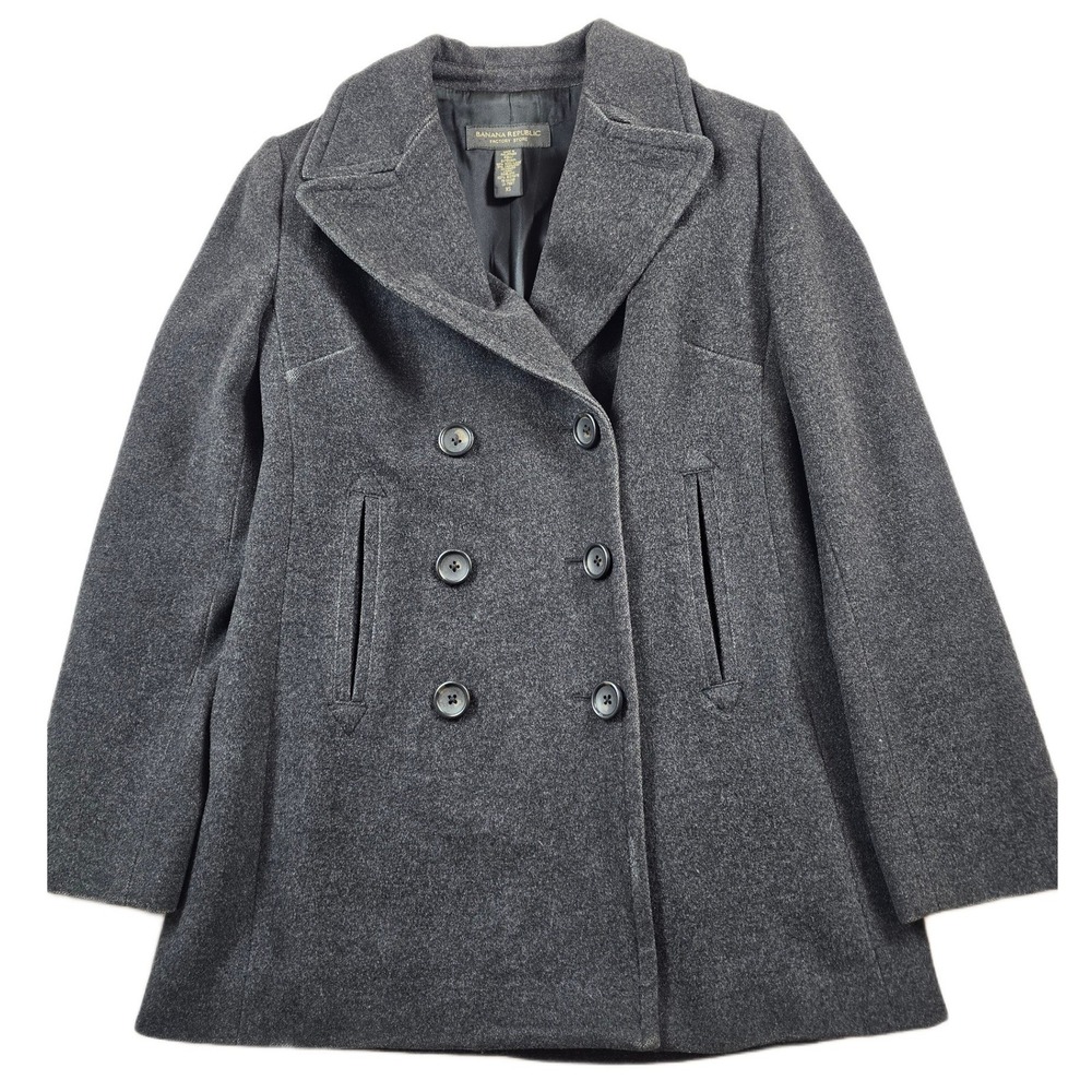 Banana Republic Peacoat Womens XS Gray Wool Cashmere Double Breasted Jacket